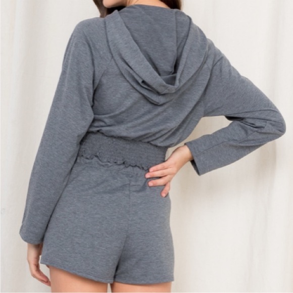 2 Piece Grey Hooded Top & Short Set - Picture 8 of 9